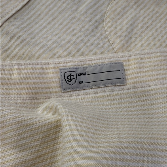 J. Crew Men's Yellow White Strpes Cotton Oxford Classic Long Sleeve Shirt Size L - Picture 7 of 9
